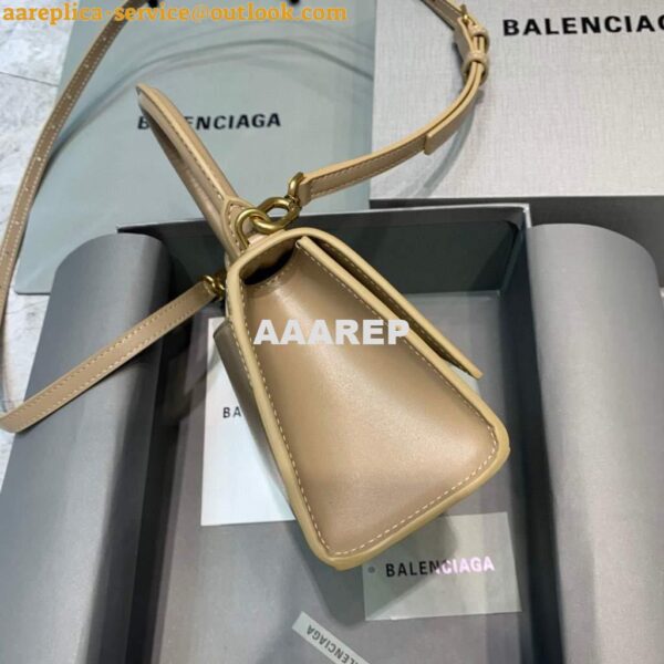 Replica Balenciaga 592833 Hourglass XS Top Handle Leather Bag Apricot 5