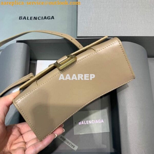 Replica Balenciaga 592833 Hourglass XS Top Handle Leather Bag Apricot 6