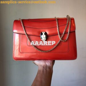 Replica Bvlgari Serpenti Forever Flap Cover Bag in Metallic Orange 397 2