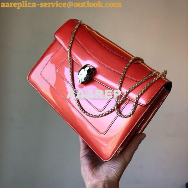 Replica Bvlgari Serpenti Forever Flap Cover Bag in Metallic Orange 397 5