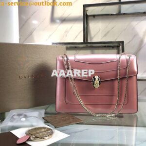 Replica Bvlgari Serpenti Forever Flap Cover Bag in Metallic Pink 39793 2