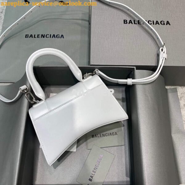 Replica Balenciaga 592833 Hourglass XS Top Handle Leather Bag White 4