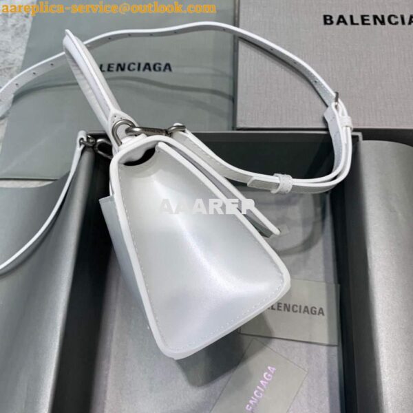 Replica Balenciaga 592833 Hourglass XS Top Handle Leather Bag White 5