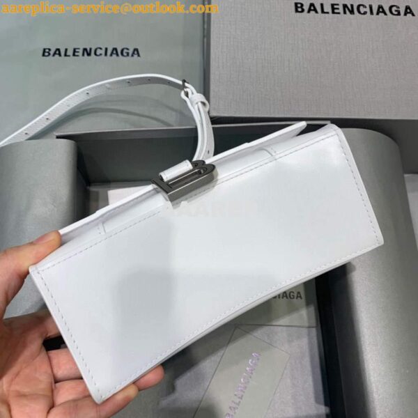 Replica Balenciaga 592833 Hourglass XS Top Handle Leather Bag White 6