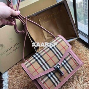 Replica Burberry Small Vintage Check and Leather Crossbody Bag 8006359