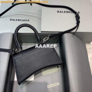 Replica Balenciaga 592833 Hourglass XS Top Handle Leather HandBag Black 2