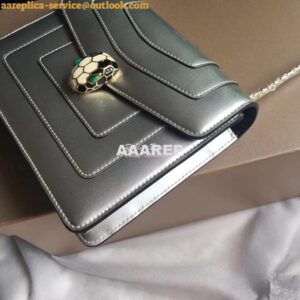 Replica Bvlgari Serpenti Forever Flap Cover Bag in Metallic Silver 396 2