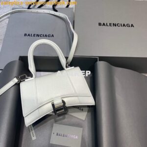 Replica Balenciaga 592833 Hourglass XS Top Handle Leather HandBag White