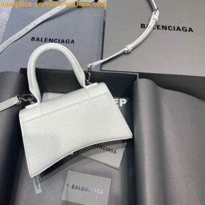 Replica Balenciaga 592833 Hourglass XS Top Handle Leather HandBag White 2