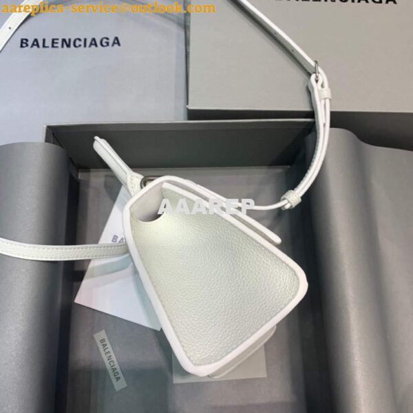 Replica Balenciaga 592833 Hourglass XS Top Handle Leather HandBag White 5