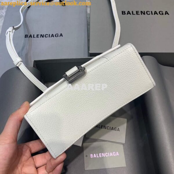 Replica Balenciaga 592833 Hourglass XS Top Handle Leather HandBag White 6