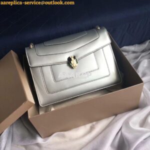 Replica Bvlgari Serpenti Forever Flap Cover Bag in Metallic Silver 397