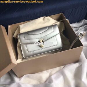 Replica Bvlgari Serpenti Forever Flap Cover Bag in Metallic Silver 397