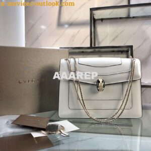 Replica Bvlgari Serpenti Forever Flap Cover Bag in Metallic White 3979 2