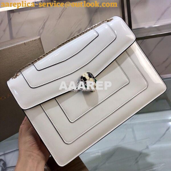 Replica Bvlgari Serpenti Forever Flap Cover Bag in Metallic White 3979 5