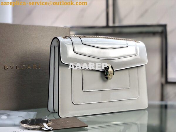 Replica Bvlgari Serpenti Forever Flap Cover Bag in Metallic White 3979 6