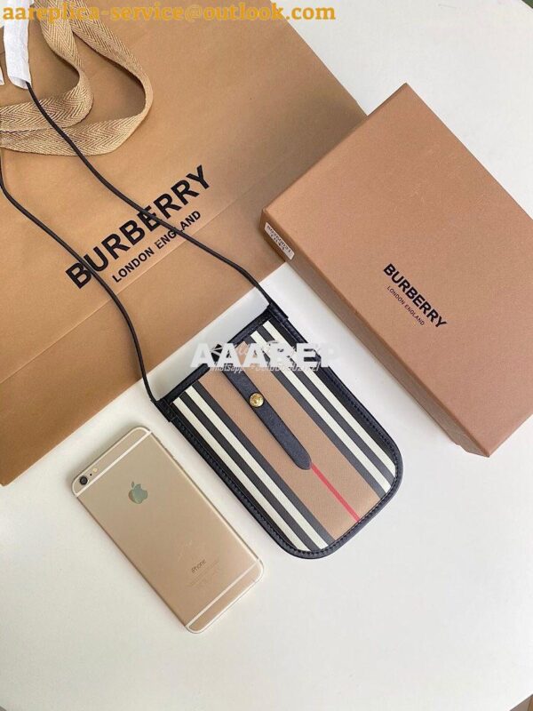 Replica Burberry Stripe E-canvas Phone Case with Strap 80267361