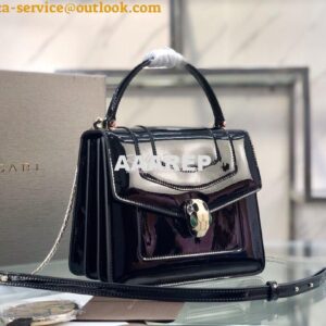 Replica Bvlgari Serpenti Forever Flap Cover Bag in Metallic with Handl 2