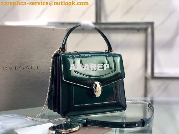 Replica Bvlgari Serpenti Forever Flap Cover Bag in Metallic with Handl 5