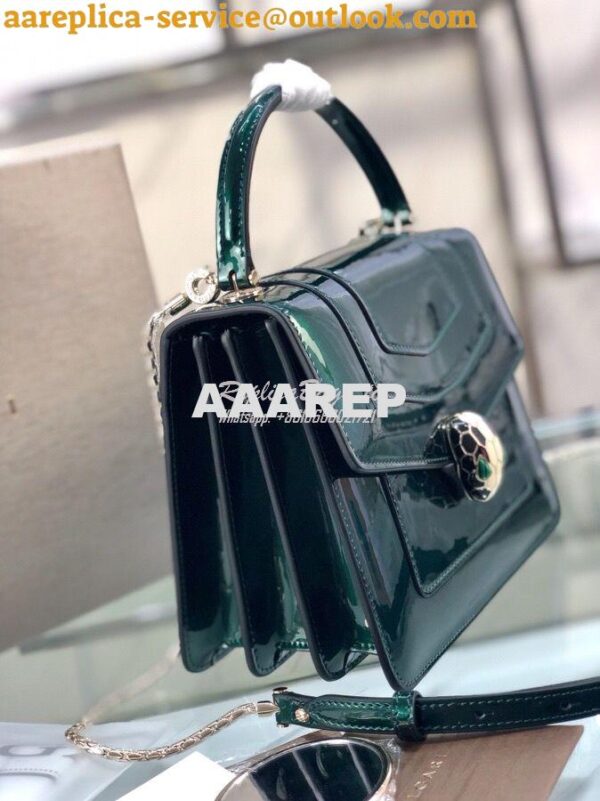 Replica Bvlgari Serpenti Forever Flap Cover Bag in Metallic with Handl 6