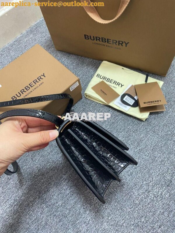 Replica Burberry Tb Mini Croc-effect Leather Shoulder Bag in black 6