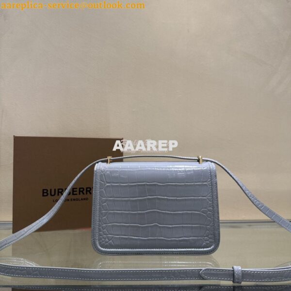 Replica Burberry Tb Mini Croc-effect Leather Shoulder Bag in cloud gre 5