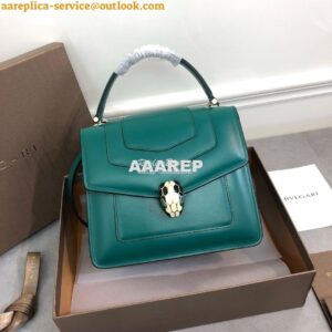 Replica Bvlgari Serpenti Forever Flap Cover Bag with Handle 284537 Gre 2