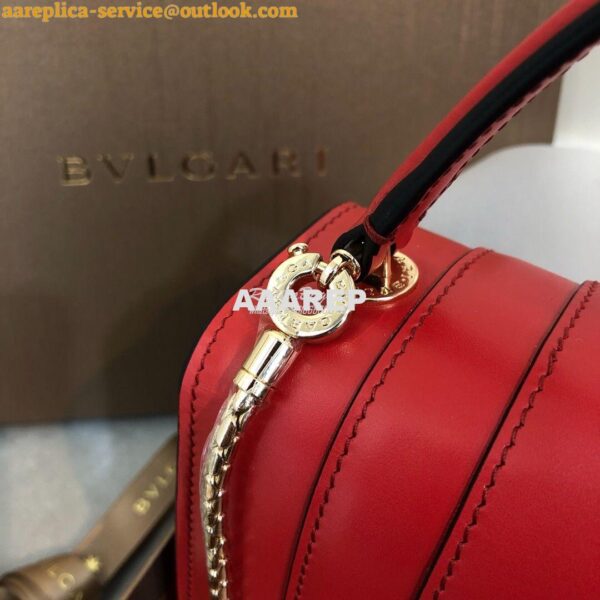 Replica Bvlgari Serpenti Forever Flap Cover Bag with Handle 284537 Red 10