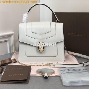 Replica Bvlgari Serpenti Forever Flap Cover Bag with Handle 284537 Whi