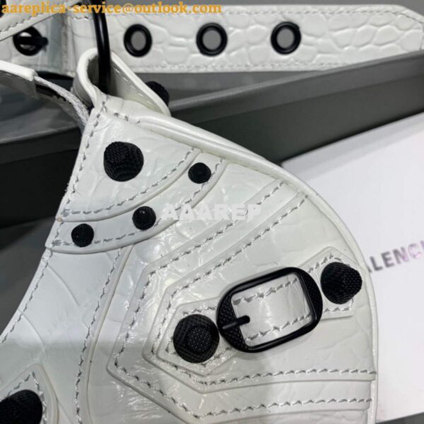 Replica Balenciaga 700940210 Women's Neo Cagole XS Handbag in White Crocodile lambskin 7