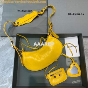 Replica Balenciaga 700940210 Women's Neo Cagole XS Handbag in Yellow Arena lambskin 2