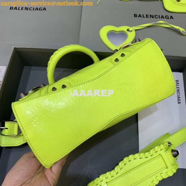 Replica Balenciaga 700940210B Neo Cagole City Handbag in Lemon Yellow Arena Lambskin 6