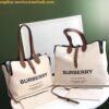 Replica Burberry The Medium Ashby in Canvas Check and Black Leather 2