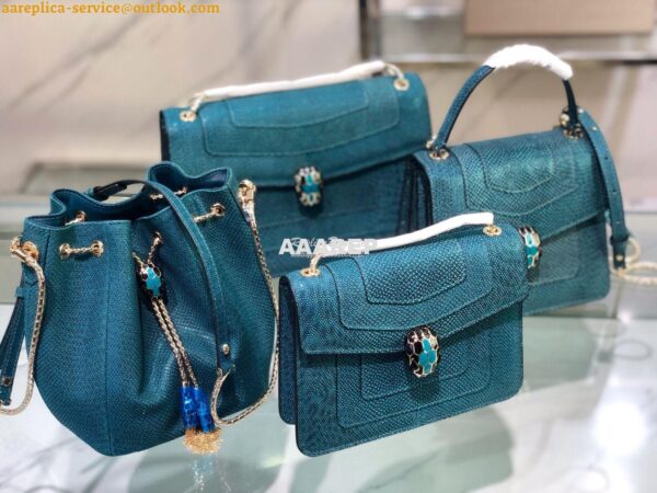 Replica Bvlgari Serpenti Forever Medium Bag in Deep Jade Metallic Karu 4