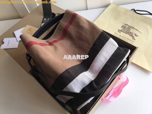 Replica Burberry The Medium Ashby in Canvas Check and Black Leather 3