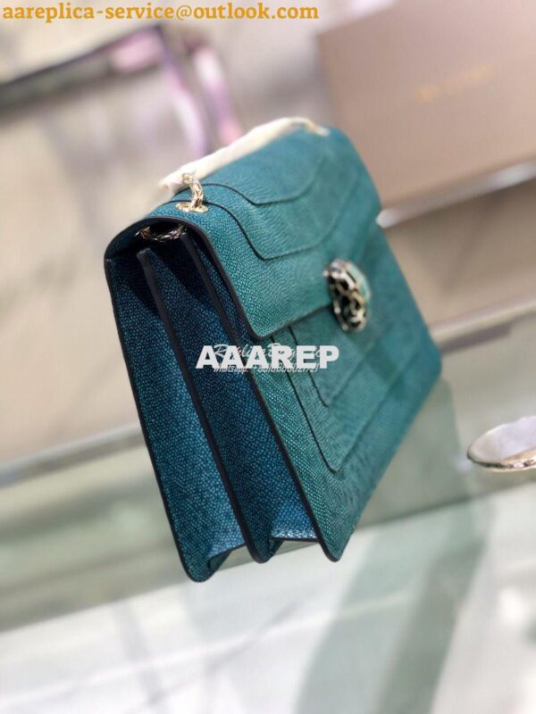 Replica Bvlgari Serpenti Forever Medium Bag in Deep Jade Metallic Karu 7