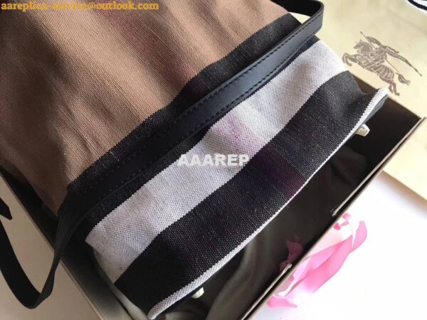 Replica Burberry The Medium Ashby in Canvas Check and Black Leather 2