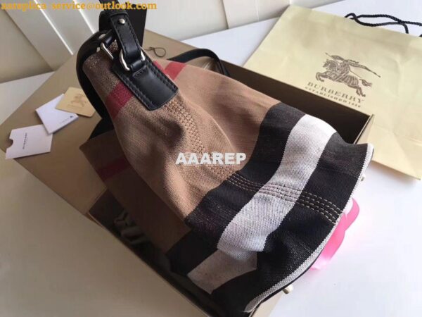 Replica Burberry The Medium Ashby in Canvas Check and Black Leather 5