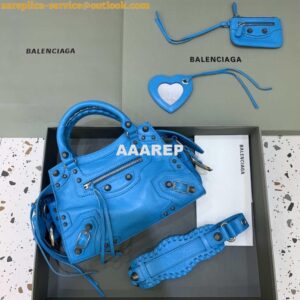 Replica Balenciaga 700940210B Neo Cagole City Handbag in Sky blue Arena Lambskin