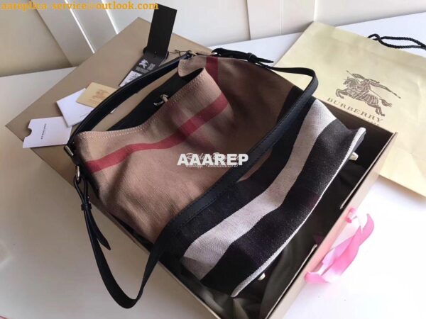 Replica Burberry The Medium Ashby in Canvas Check and Black Leather 6