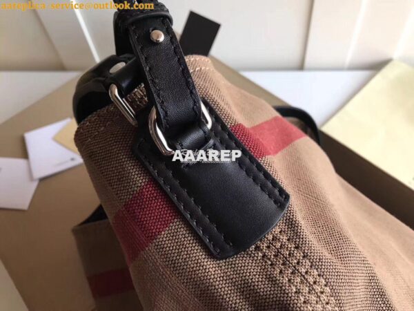 Replica Burberry The Medium Ashby in Canvas Check and Black Leather 11