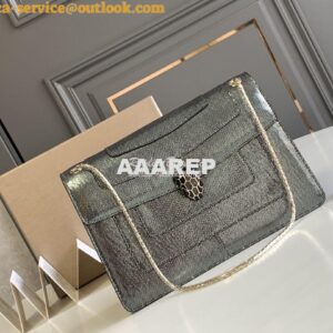 Replica Bvlgari Serpenti Forever Medium Bag in Onyx Metallic Karung Sn 2