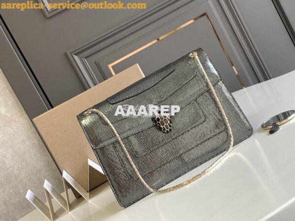 Replica Bvlgari Serpenti Forever Medium Bag in Onyx Metallic Karung Sn 4