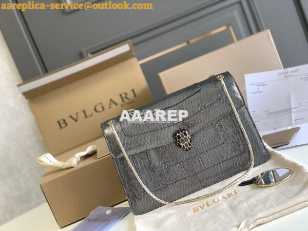 Replica Bvlgari Serpenti Forever Medium Bag in Onyx Metallic Karung Sn 5