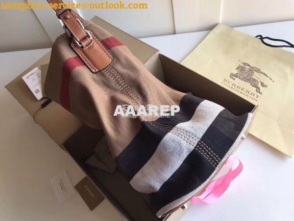 Replica Burberry The Medium Ashby in Canvas Check and Brown Leather