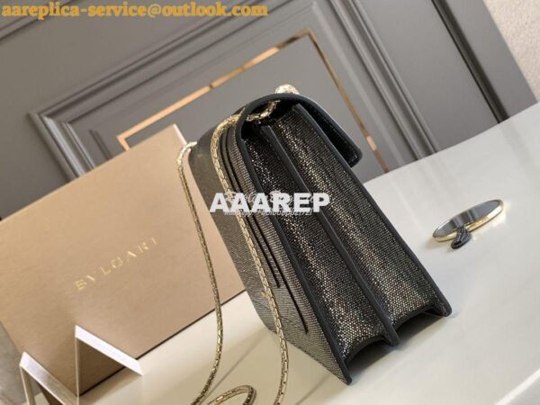 Replica Bvlgari Serpenti Forever Medium Bag in Onyx Metallic Karung Sn 7