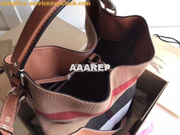 Replica Burberry The Medium Ashby in Canvas Check and Brown Leather 4