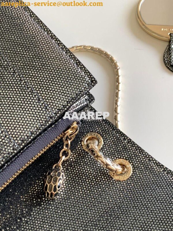 Replica Bvlgari Serpenti Forever Medium Bag in Onyx Metallic Karung Sn 12