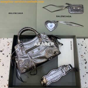 Replica Balenciaga 700940210B Neo Cagole City Handbag in Sliver Grey Arena Lambskin