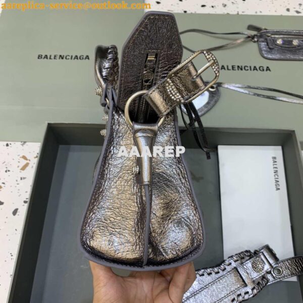 Replica Balenciaga 700940210B Neo Cagole City Handbag in Sliver Grey Arena Lambskin 5